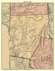 Poultney, Vermont 1854 Old Town Map Custom Print - Rutland Co.