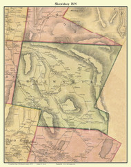 Shrewsbury, Vermont 1854 Old Town Map Custom Print - Rutland Co.