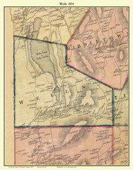 Wells, Vermont 1854 Old Town Map Custom Print - Rutland Co.