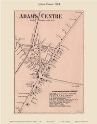 Adams Centre - Adams, New York 1864 - Old Town Map Reprint - Jefferson Co.