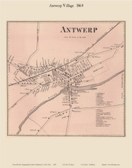 Antwerp Village, New York 1864 - Old Town Map Reprint - Jefferson Co.