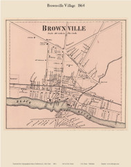 Brownville Village, New York 1864 - Old Town Map Reprint - Jefferson Co.