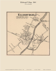 Ellisburgh Village, New York 1864 - Old Town Map Reprint - Jefferson Co.