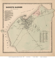 Sackets Harbor - Hounsfield, New York 1864 - Old Town Map Reprint - Jefferson Co.