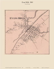 Evans Mills - Leray, New York 1864 - Old Town Map Reprint - Jefferson Co.