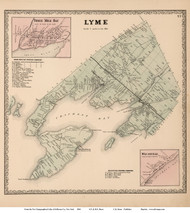 Lyme Town, Three Mile Bay and Wilcoxville Villages, New York 1864 - Old Town Map Reprint - Jefferson Co.
