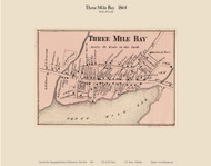 Three Mile Bay - Lyme, New York 1864 - Old Town Map Reprint - Jefferson Co.