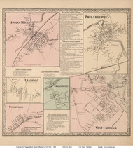 Philadelphia, West Carthage, Great Bend, Tylerville, Champion, and Evans Mills Villages - Philadelphia, New York 1864 - Old Town Map Reprint - Jefferson Co.