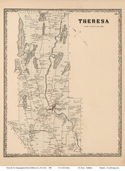 Theresa, New York 1864 - Old Town Map Reprint - Jefferson Co.