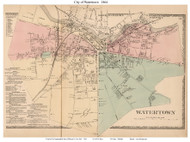 City of Watertown - Closeup, New York 1864 - Old Town Map Reprint - Jefferson Co.