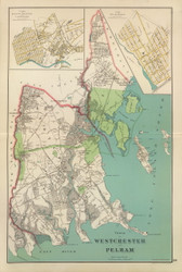 Westchester and Pelham, New York 1893 - Old Town Map Reprint - Westchester Co. Atlas