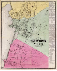 Tarrytown and Vicinity - Greenburgh, New York 1868 - Old Town Map Reprint - Westchester Co. - NYC Vicinity Atlas