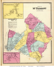Mt Pleasant Town, Pleasantville and Pleasantville Station Villages, New York 1868 - Old Town Map Reprint - Westchester Co. - NYC Vicinity Atlas