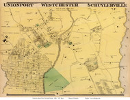 Unionport, Westchester and Schuylerville Villages - Westchester, New York 1868 - Old Town Map Reprint - Westchester Co. - NYC Vicinity Atlas