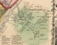 Rensselaerville Village, New York 1854 Old Town Map Custom Print - Albany Co.