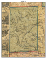 Big Flats, New York 1853 Old Town Map Custom Print - Chemung Co.