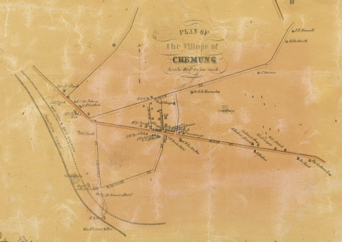 Chemung Village, New York 1853 Old Town Map Custom Print - Chemung Co ...