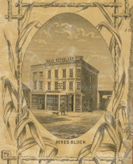 Ayres Block, New York 1853 Old Town Map Custom Print - Chemung Co.