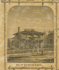Res. of Wm. Beach, New York 1853 Old Town Map Custom Print - Chemung Co.