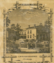 Res. of G.W. Bucks, New York 1853 Old Town Map Custom Print - Chemung Co.