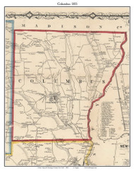 Columbus, New York 1855 Old Town Map Custom Print - Chenango Co.