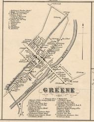 Greene Village, New York 1855 Old Town Map Custom Print - Chenango Co.