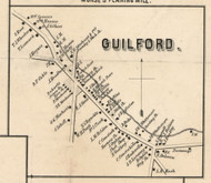 Guilford Village, New York 1855 Old Town Map Custom Print - Chenango Co.