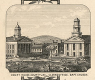 CourtHouse, New York 1855 Old Town Map Custom Print - Chenango Co.