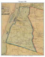 Greenport, New York 1851 Old Town Map Custom Print - Columbia Co.
