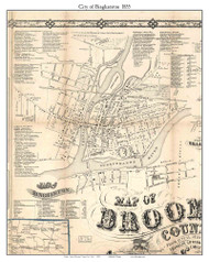 Binghamton Village, New York 1855 Old Town Map Custom Print - Broome Co.