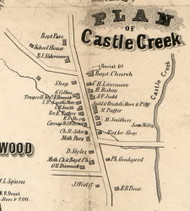 Castle Creek Village, New York 1855 Old Town Map Custom Print - Broome Co.