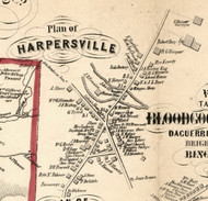 Harpersville Village, New York 1855 Old Town Map Custom Print - Broome Co.