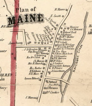 Maine Village, New York 1855 Old Town Map Custom Print - Broome Co.