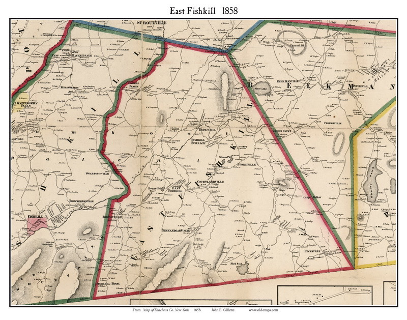 East Fishkill, New York 1858 Old Town Map Custom Print Dutchess Co