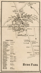 Hyde Park Village, New York 1858 Old Town Map Custom Print - Dutchess Co.