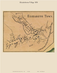 Elizabethtown Village, New York 1858 Old Town Map Custom Print - Essex Co.