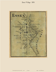Essex Village, New York 1858 Old Town Map Custom Print - Essex Co.