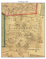 Ticonderoga, New York 1858 Old Town Map Custom Print - Essex Co.
