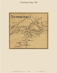 Ticonderoga Village, New York 1858 Old Town Map Custom Print - Essex Co.