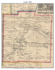 LeRoy, New York 1854 Old Town Map Custom Print - Genesee Co.