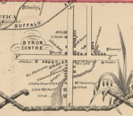 Byron Centre, New York 1854 Old Town Map Custom Print - Genesee Co.