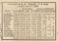 Population Statistics, New York 1854 Old Town Map Custom Print - Genesee Co.