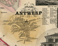 Antwerp Village, New York 1855 Old Town Map Custom Print - Jefferson Co.