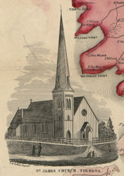 St. James Church, New York 1855 Old Town Map Custom Print - Jefferson Co.
