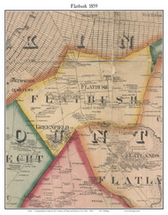 Flatbush, New York 1859 Old Town Map Custom Print - Kings Co.