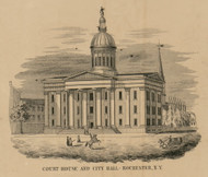 Court House and City Hall, New York 1852 Old Town Map Custom Print - Monroe Co.