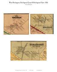 Burlington Green, West Burlington, and Burlington Flats Villages, New York 1856 Old Town Map Custom Print - Otsego Co.