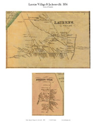 Laurens and Jacksonville Villages, New York 1856 Old Town Map Custom Print - Otsego Co.