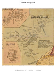 Oneonta Village, New York 1856 Old Town Map Custom Print - Otsego Co.