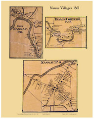 Nassau Villages, New York 1861 Old Town Map Custom Print - Rensselaer Co.